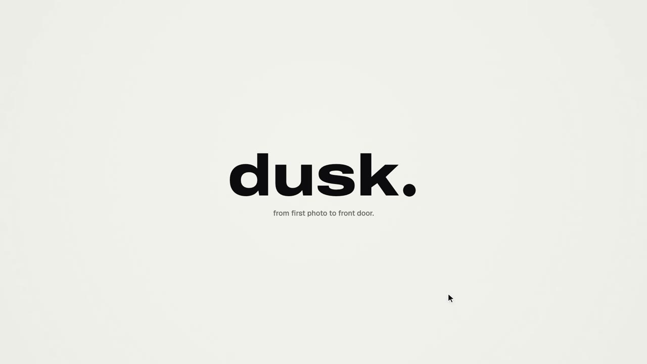 The dusk. wordmark and its line, from first photo to front door