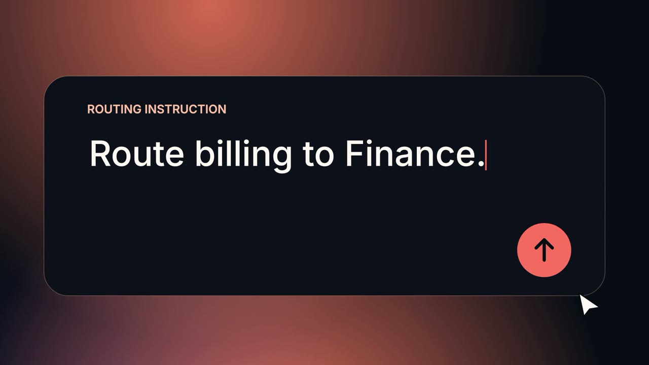 A routing instruction: Route billing to Finance.